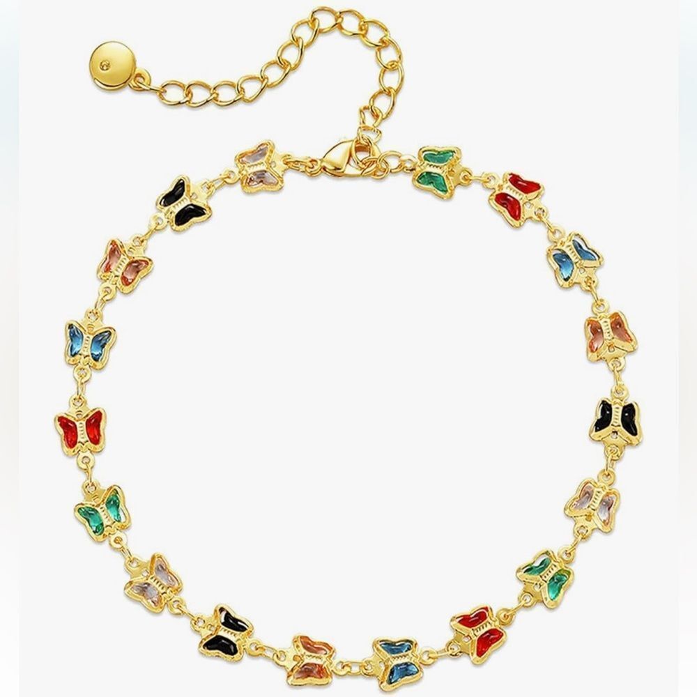 NEW 18K Gold Plated Anklet Gold Butterfly Charm Bracelet